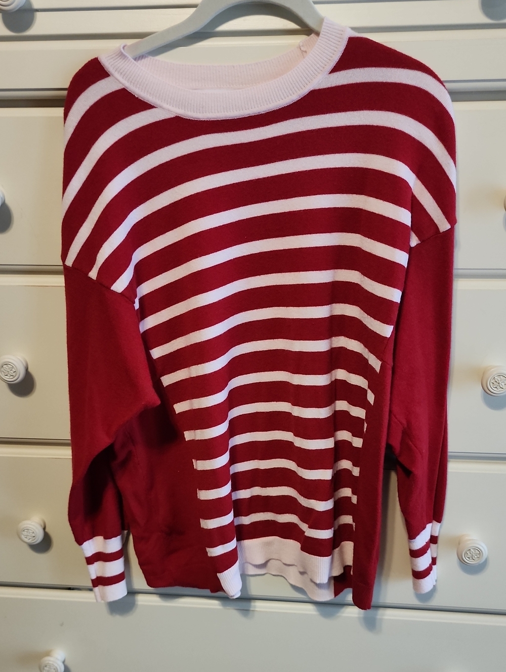Liz Claiborne Red and White Striped Crewneck Sweater Size XXL